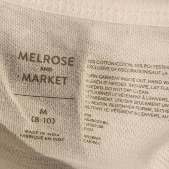MELROSE & MARKET - WOMENS SHORT TSHIRT TOP - WHITE- SIZE MEDIUM - Picture 3 of 4